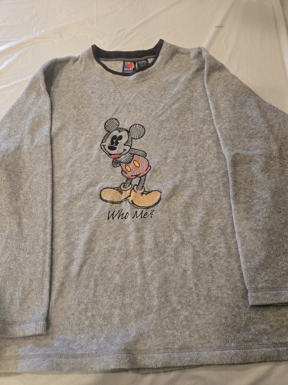 Mickey Mouse Unlimited "Who Me?" Women's Fleece Gray Sweatshirt Sz 22/24 W